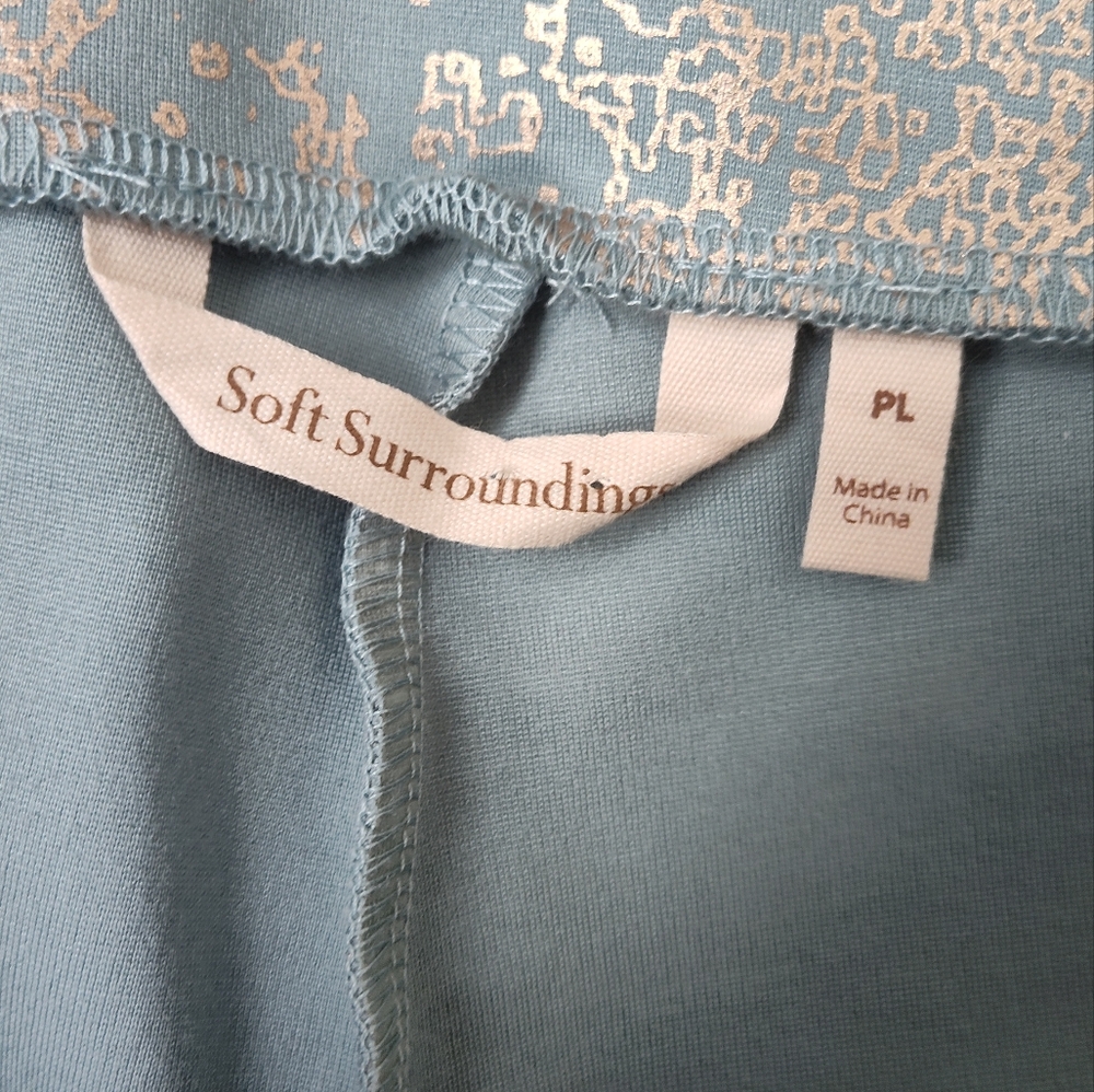 Soft Surroundings Light Blue Patterned Pants - Picture 6 of 8